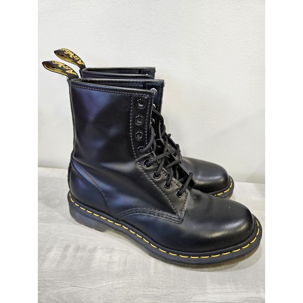 Dr. Martens Black Leather Combat Lace Up Boots 8 Mens